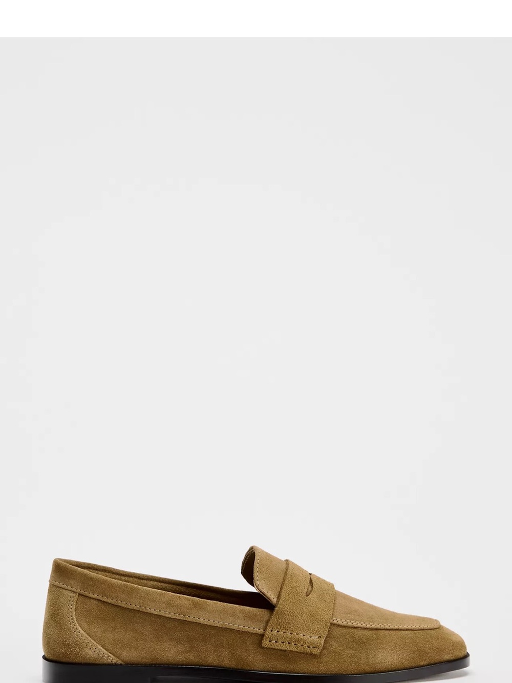 Zara Tan Faux Suede Penny Loafers